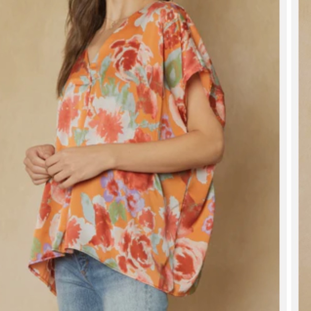 Entro Floral Flowy Blouse Size Large